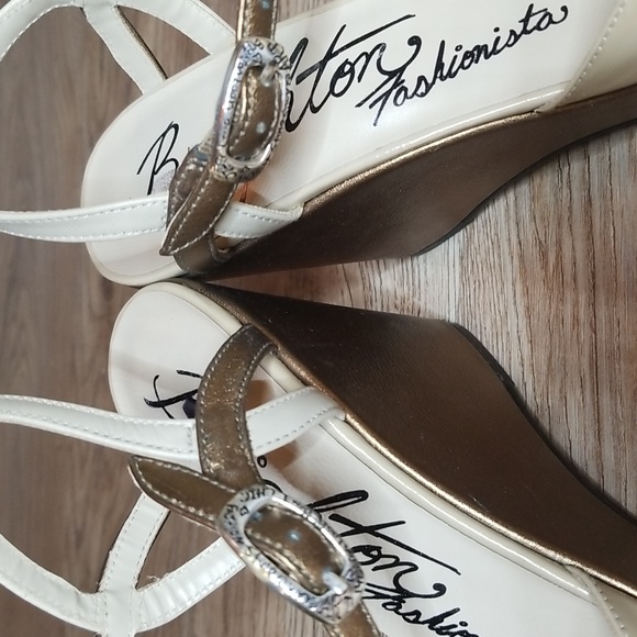 Brighton Flame Leather Open Toe Wedge Heel Sandals - Picture 12 of 16